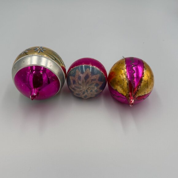 3 VTG Indent Painted Glass Christmas Ornaments Poland Teardrop 2 med 1 small. - Picture 6 of 15